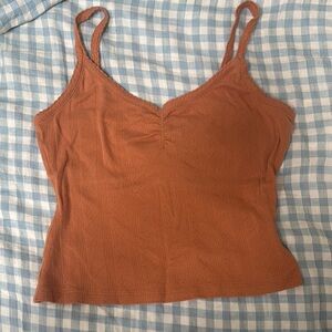 Amuse Society terracotta Ruched pointelle tank Camisole S